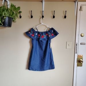 Off the Shoulder Chambray Dress